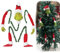 Grinch, decorazione per albero di Natale, testa di elfo, braccia e gambe per albero di Natale, stola di elfo di Natale farcito bloccato puntale ghirlanda ornamenti (A)