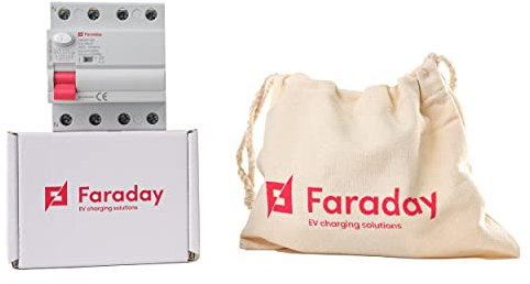 Faraday EVCS EV 40A TYP-A 4-poliger Leitungsschutzschalter mit RCCB und Flammhemmung - Wandmontage, Kurzschlussschutz 30mA Gleichstrom weiß ABS Flammschutzhülle Schalter