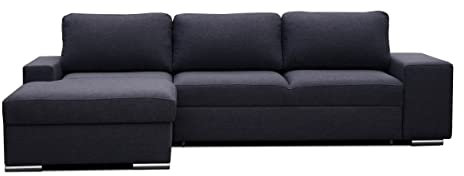 PM Möbel Ecksofa Facile mit komfortable Schlaffunktion und großer Bettkasten - Modernes Schlaffsofa für Wohnzimmer - Freistehendes Eckcouch aus italienischem Naturleder