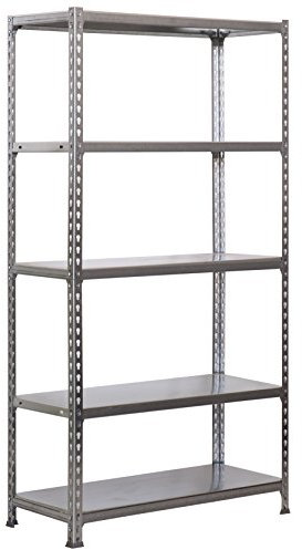 PROREGAL Metallregal Big Metal Shark mit Metallböden | HxBxT 200x100x40cm| Fachlast 180kg | Verzinkt Schwerlastregal Metallsteckregal Lagerregal Werkstattregal Kellerregal