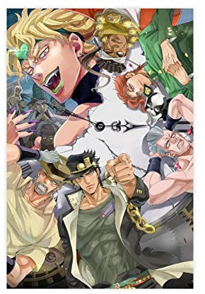 FISH DRAGATE Anime JoJo's Bizarre Adventure Poster 5 Leinwand Poster Schlafzimmer Dekor Sport Landschaft Büro Zimmer Dekor Geschenk Rahmen Stil 30 x 45 cm