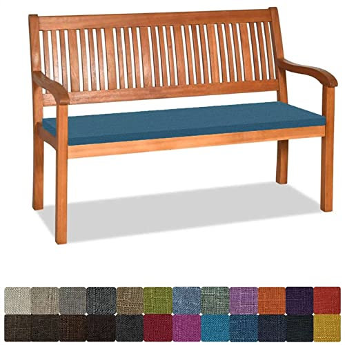 Orumrud Bankauflage Stuhlkissen Bankkissen mit Krawatte Waschbar,110x40x3cm，2 3 4-Sitzer Sitzkissen rutschfeste Auflage für Gartenbank,Küche,Terrasse Innen und Außenbereich，Blau,Dicker Leinenstoff