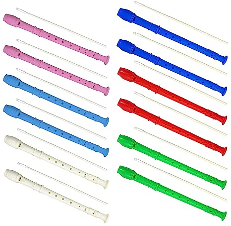12 Pack 8 Hole Soprano Recorders Descant Flute With Cleaning Rod German Style for Beginner Graduation or Back to School Gift (multi color 1)