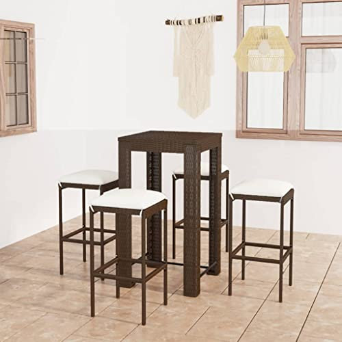 UYSELA Home Sets mit 5 tlg. Gartengarnitur mit Kissen Poly Rattan braun