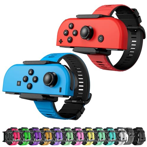 Verbesserte Silikon Armbänder für Just Dance 2024 2023 2022 2021 2020 Switch, ZAONOOL verstellbare elastische Tanzbänder für Switch & Switch OLED-Controllern, 2er-Pack für Erwachsene und Kinder