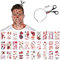 Blutige Schere im Kopf, Halloween Messer im Kopf Blutige Haarreif, 30pcs Halloween Zombie Scars Tattoo Grusel Zombie Accessoires Horror Kostüm Gruselkostüm (A)