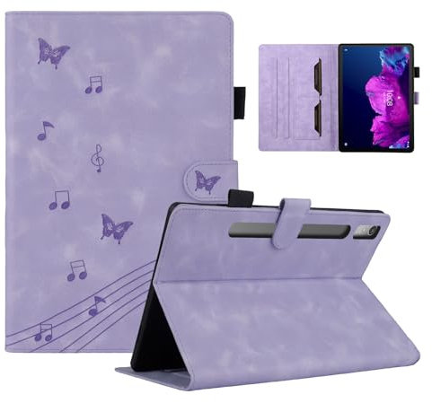 LSPCASA Lenovo Tab P11 Pro Gen 2 Case With Card Slots, Butterfly Pattern, Smart Stand Function for 11.2 Inch Tablet - Purple