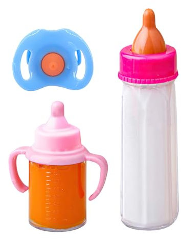 New Born Baby Magische Milchfläschchen, 3 Stück Milch-Stillflasche, magische Babyflasche, Multifunktionales Rollenspiel-Fütterungsspielzeug-Set mit verschwindenden Milch- und Saftflaschen für Kinder