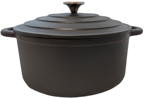 osoltus Bratentopf Gusseisen Schmortopf mit Tropfdeckel 26cm 5,3 Liter (dunkelgrau, rund)