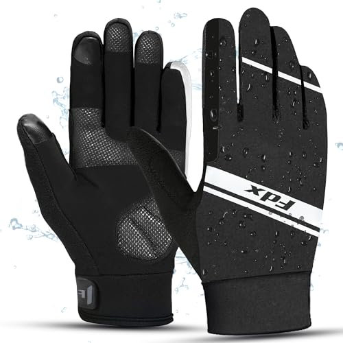 FDX Radfahren Wasserdichte Handschuhe - Thermo Laufhandschuhe für Herren Damen, Touchscreen Winter Fäustlinge zum Skifahren, Radfahren, Fahren, Wandern und Outdoor-Sportarten Schwarz-XXL