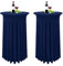 2er-Set Stretch Stehtisch Husse für Bistrotisch Dunkelblau Ø 80-85 cm Spandex Stretch Tischdecke mit Rock, Tischrock Für Hochzeit Geburtstagsfeier Bankett und Bistrotische(80×110cm,Navy Blau)