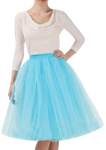 Tüllrock Damen Länge Retro 50er Rockabilly Rock Hohe Taille Tutu Rock Petticoat Unterrock Ballett Blase Petticoat Tuturock Tütü Minirock Reifrock Kleid Tüll Underskirt in Viele