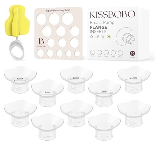 Flange Inserts 10PCS,Including 13/15/17/19/21mm for 24mm Flange/Shield of Most Pumps, BPA Free Inserts, Compatible MomcozyS9/S10/S12/Nuliie/Medela/Willow/Elvie/Spectra/Bellababy/Kissbobo Breast Pump