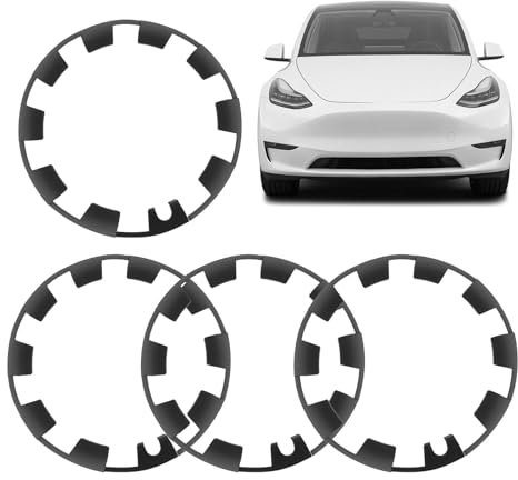 Jiawu Passend für Model Y 2021 Bis 2023, 20 Zoll Felgenschutzring Zur Abdeckung von Bordsteinausschlag, Felgenschutz-Ersatz-Modell-Y-Zubehör, Schnalleninstallation, Matt-schwarz