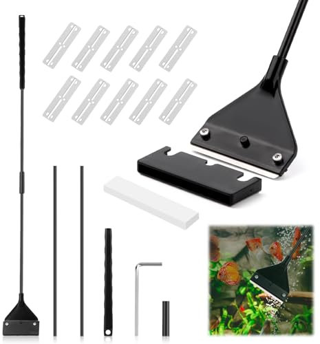 UKOFEW Limpiar de Rascador de Algas, Acuario de Vidrio Cuchilla Rascadora, Raspador de Algas de Acuario, para Limpiar El Cristal del Acuario,Raspado De Algas (62CM)