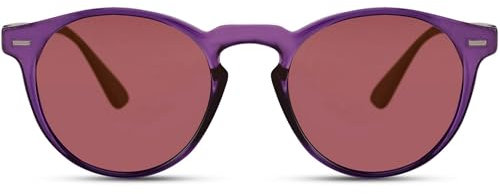 Cheapass Lunettes de soleil vintage monture ronde avec verres variés de couleur pour homme et femme Protection UV400, Ca : 104 - Violet, Medium