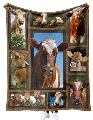 MUNOOR Milchkuh Kuscheldecken 150x200 cm Weich Flanelldecke Wohndecke Geschenke für Kinder Erwachsene, 3D Tier Kuh Decke Sofadecke Couchdecke Tagesdecke