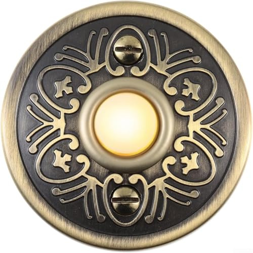 Hasaller Pulsanti per campanello stile vintage illuminato bronzo campanello pulsante fiore campanello elettrico pulsante campanello campanello pulsante pulsante campanello illuminato