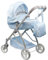 JC Toys Faltbarer Puppenwagen bis zu 45 cm, Korb, Verdeck, Buggy, Verstellbarer Lenker, abnehmbare Babywanne, ideal zum Spielen und Spazierengehen, blau, entworfen von Berenguer Boutique, ab 3 Jahren