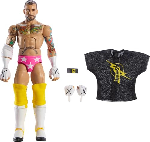 Mattel WWE Elite Actionfigur und Zubehör, Serie #113, ca. 15 cm große Sammelfigur CM Punk mit 25 Bewegungspunkten und austauschbaren Händen, JCH87, [Mehrfarbig]