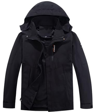 Ynport Crefreak Men's Outdoor Trench Rain Coats Lightweight Waterproof Trekking Jacket Windproof Rain Hooded Jackets Shell Mountain Sport Jacket, Black, M