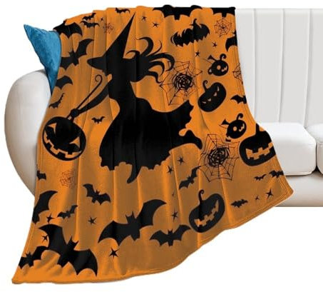 Überwurfdecken, weiche, gemütliche Flanelldecke, 152,4 x 203,2 cm, Halloween, Hexe, fliegende Bettdecke, leichte Decken für Couch, Zuhause, dekorative Plüschdecke für Sofa, Reisen, Camping