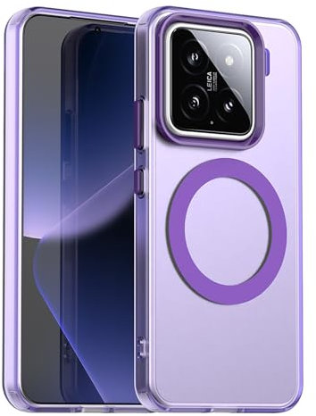 ILING Funda para Xiaomi 15 5G, Compatible con Carga Magnética, Ultradelgado Mate Translúcido Antigolpes Rígido PC Carcasa, Suave Silicona TPU Bumper Cubierta (Púrpura)