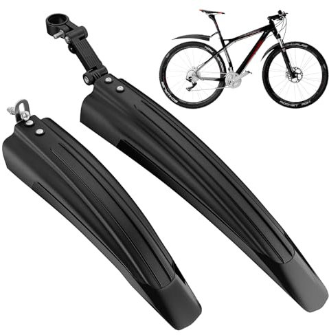 Cooryda Fahrrad Fender Set, Einstellbare Fender Set, Kotflügel Vorne Und Hinten Schnellspanner, Verbreitert Und Verdickt Für Mountainbike, Citybike 20-26 Zoll Radschutz Kotflügel (A:Schwarz)