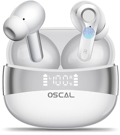 OSCAL Kopfhörer Kabellos Bluetooth 5.4 mit 40h Spielzeit in Ear Kopfhörer Bluetooth IPX7 Wasserdicht Touch-Control Bloototh Sopfhörer Ohne Kabel LED-Ladeanzeige für Sport & Büro (Android/iOS)