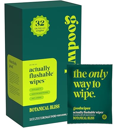 goodwipes Disposable Wipes - Individual Adult Moving Wipes - Portable Mini Wipes - Travel Essential - Suitable for Sewers and Septic Tanks