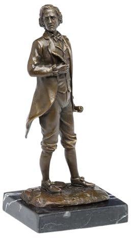 Chopin Statue, Skulptur, berühmter Komponist, echte Bronze auf Marmorsockel, 21 cm