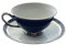 Tasse à café vintage de luxe lumineux de 200 ml, ensemble de tasses et d'assiettes en céramique esthétique élevée, tasse de style anglais, tasse à thé exquis de l'après-midi pour femme (bleu moyen)