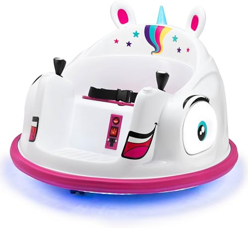 Xootz Unicorn Bumper Car, Kids Electric Ride-On, 360 Rotation Spin, Two Joy Sticks, Colourful LED Lights and Remote Control
