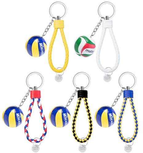 Keboyoe 5 Stück Volleyball Schlüsselanhänger Volleyball Schlüsselbund Volleyball Anhänger Ballspiel Fan Schlüsselhalter Sport Souvenir Anhänger Tasche für Hängende Ketten Geschenk Füllstoffe