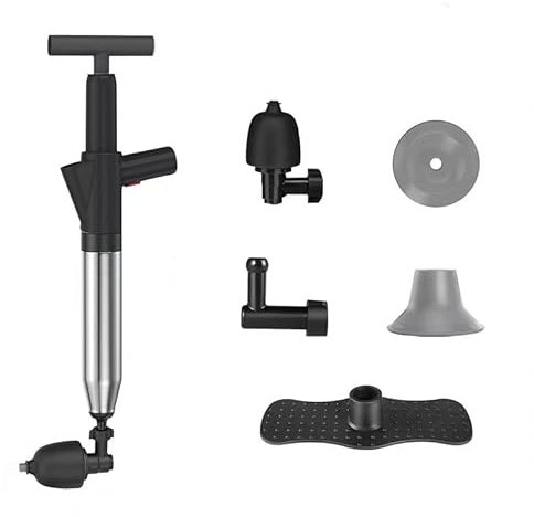 HomeNova Toilet Unblocker, Plunger Toilet Unblocker with Real-Time Barometer and 4 Replaceable Drain Heads, Toilet Unblocker Heavy Duty for Bathroom, Kitchen, Toilet, Shower and Clogged Pipe