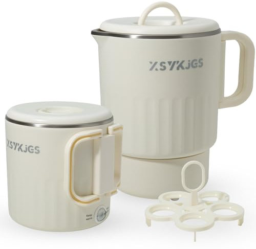 Faltbarer Wasserkocher 1L Gelb Reise Camping Wasserkessel - 600W 304 Edelstahl Elektrischer Wasserkocher BPA-freier - Doppelwand Design mit Automatische Konstanttemperatur und Dauerkochfunktion