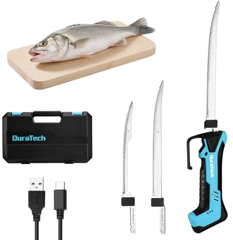 DURATECH Couteau Électrique Poisson sans Fil, Couteau à Filet Rechargeable