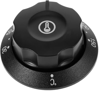 Thermostat Ersatz Backofenknopf aus Kunststoff | Schwarz, Hitzebeständig und Robust, Sichere Nutzung für Herdregler Sowie Temperatursteuerung