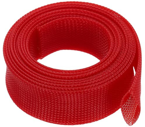 uxcell Expandable Sleeving,2 3/8-inch 10ft Cable Sleeve, Red