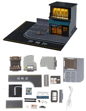 Ornamenti per Garage per Auto pressofuse in Scala 1:64 con Diorama Luminoso per Esposizione di Scene di ristoranti Giapponesi per Modelli di Auto