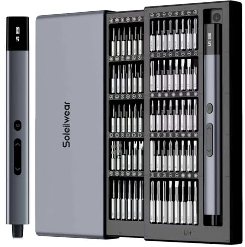 Juego de mini destornilladores eléctricos, 80 en 1, pequeño destornillador eléctrico de precisión con 5 niveles de par, máximo 0.75 N.m, batería de 500 mAh, kit de destornilladores eléctricos