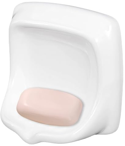 Chewtoyo Porte-savon mural en céramique - Design carré blanc - Rainuré antidérapant - Robuste et facile d'entretien - Idéal pour les zones humides