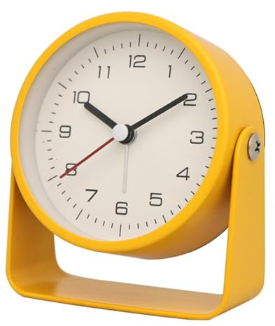 Bosiyrggrl Small Metal Alarm Clock Quiet Desk Clock for Students for Room Desk Decoration D