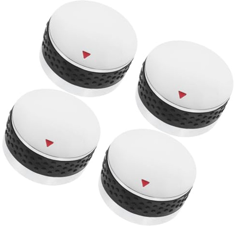 4 Stück Runde Grillreglerknöpfe aus Kunststoff für Gasgrill | 58 Mm, Silber Veredelt, Präzise Temperaturregelung, Leicht zu Reinigen, für Herd und Bbq
