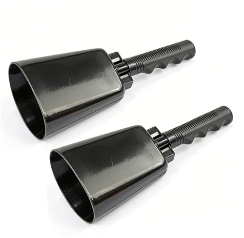 Fesjoy Cowbell Sporting Cowbell Noise Maker Farm Bells Hand Chimes Ranch Bells Handheld Chimes Ergonomiskt Handtag Klart Resonant Ljud Förtjockad Metall med Inbyggt Handtag för Sp (1 par svart)