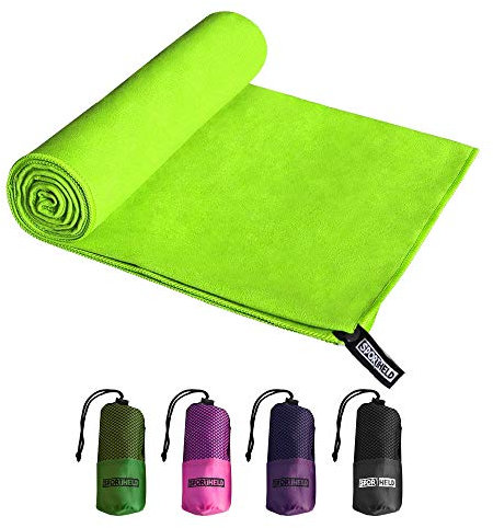 Sportheld® MIKRO-Faser Sport Hand-Tuch | Hell-Grün | 80 x 160cm | Groß | Micro-Faser - leicht, saugfähig | inklusive Tragetasche