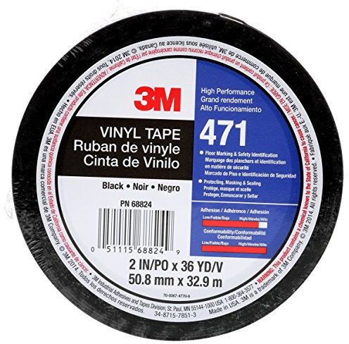 3M 471IW-S50-D 471 Hochwertiges Weich-PVC-Klebeband, 50 mm x 33 m, Schwarz