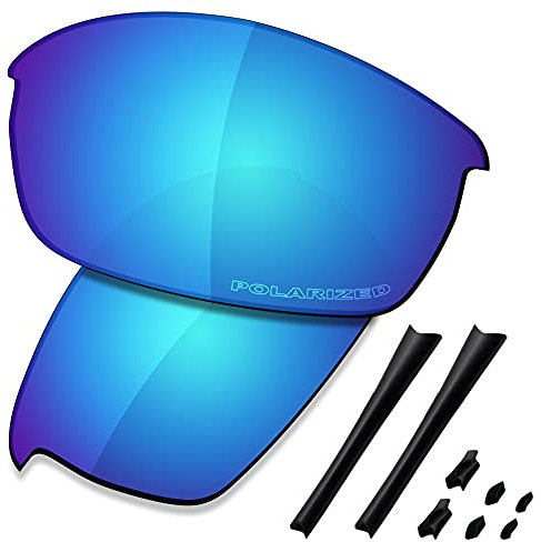 Saucer Premium-Ersatzgläser und Gummi-Kits für Oakley Flak Jacket Sonnenbrillen High Defense - Glacier Blue Polarisiert