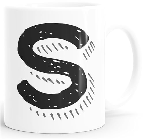 MoonWorks Kaffee-Tasse Buchstaben Buchstabe glänzend Kaffeetasse Teetasse Keramiktasse Weiss unisize