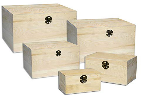 Vetrineinrete® 5 scatole in Legno matrioska Baule portagioie da decoupage Decorazioni Fai da Te Idea Regalo Porta Oggetti 53360 A58